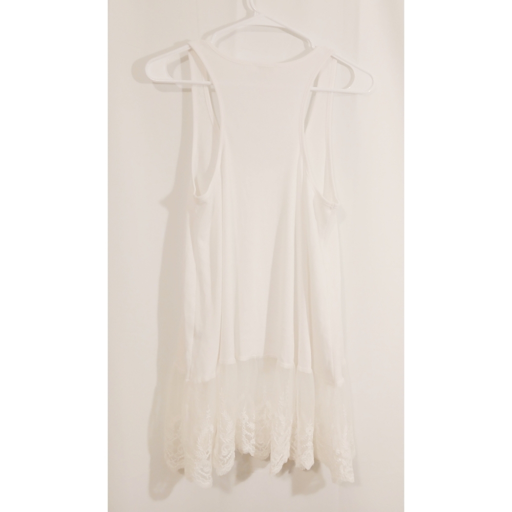 UMGEE White Ribbed Lace Extender Tank Top M - Picture 3 of 5